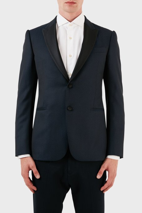 Emporio Armani Yün ve İpek Karışımlı Klasik Erkek Ceket ZOXW1GMO0W1835922 LACİVERT - Emporio Armani