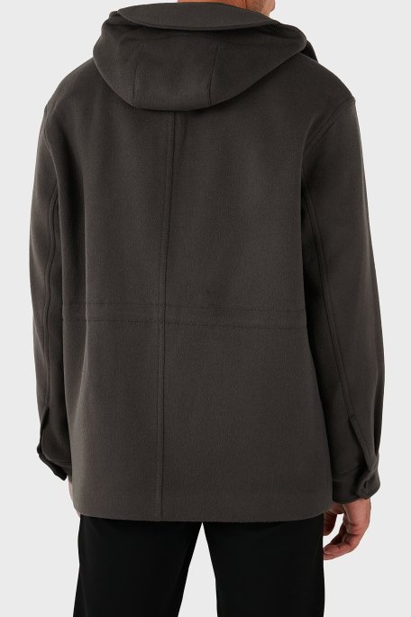 Emporio Armani Yün ve Kaşmir Karışımlı Regular Fit Kapüşonlu Erkek Mont EM003183 AF18229 U8112 ANTRASİT - Emporio Armani (1)