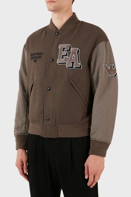 Emporio Armani Yünlü Astarlı Regular Fit Bomber Spor Erkek Ceket 6R1B89 1NHNZ 0414 KAHVE - Emporio Armani (1)