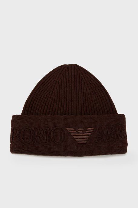 Emporio Armani Yünlü Logolu Erkek Bere EM003750 AF19896 U6279 KAHVE - Emporio Armani