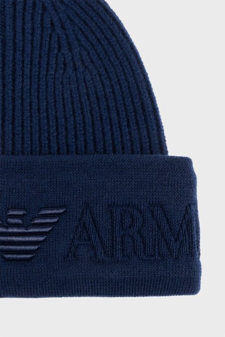 Emporio Armani Yünlü Logolu Erkek Bere EM003750 AF19896 UB109 LACİVERT - Emporio Armani (1)