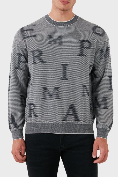 Emporio Armani Yünlü Regular Fit Bisiklet Yakalı Erkek Kazak 6D1MX8 1MJGZ F915 GRİ - Emporio Armani