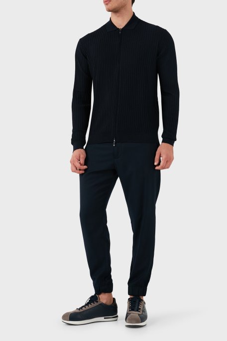 Emporio Armani Yünlü Regular Fit Fermuarlı Erkek Hırka EM000265 AF10460 UB118 LACİVERT - Emporio Armani (1)