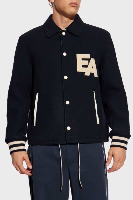 Emporio Armani Yünlü Regular Fit Klasik Yaka Astarlı Erkek Ceket EM003125 AF17330 UB118 LACİVERT - Emporio Armani