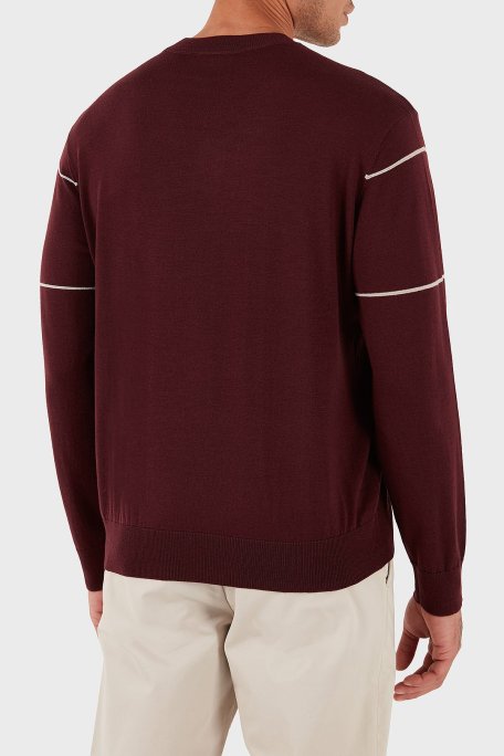 Emporio Armani Yünlü Şerit Detaylı Regular Fit Bisiklet Yaka Erkek Kazak EM002796 AF14199 M5065 BORDO - Emporio Armani (1)