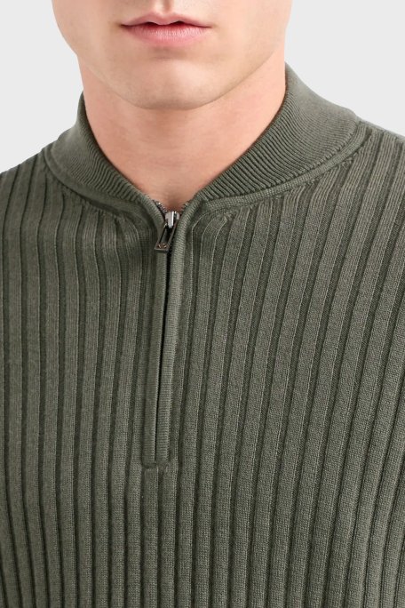 Emporio Armani Yünlü Slim Fit Yarım Fermuarlı Dik Yaka Erkek Kazak 6D1MXP 1MKDZ 06K0 HAKİ - Emporio Armani (1)