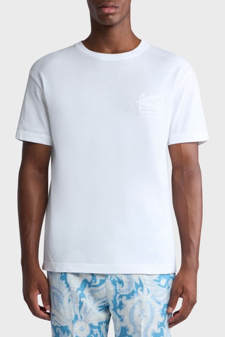 Etro % 100 Pamuk Regular Fit Bisiklet Yaka Logolu Erkek T Shirt MRMA0007 AR233 W0800 BEYAZ - Etro