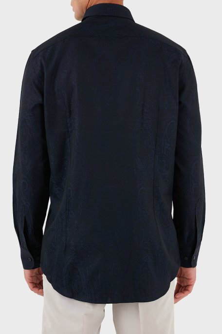 Etro Jakarlı % 100 Pamuk Regular Fit Düğmeli Yaka Erkek Gömlek MRIB0004 AQ043 B0065 LACİVERT - Etro (1)