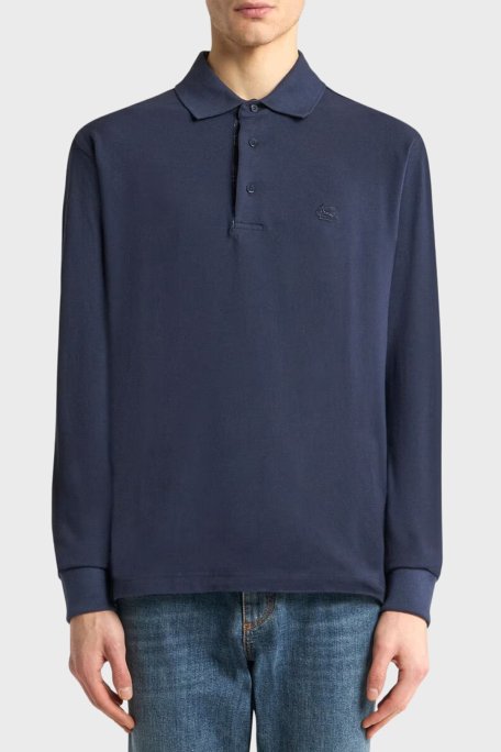 Etro Logolu % 100 Pamuk Regular Fit Düğmeli Polo Yaka Erkek Sweat MRMD0013 AJ264 B0387 LACİVERT - Etro