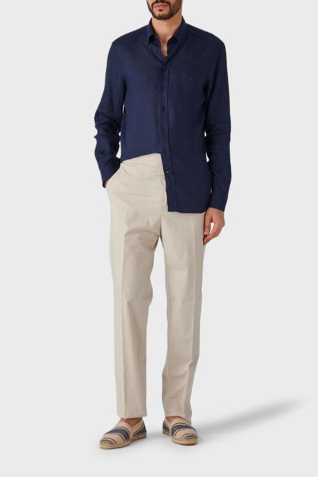 Etro Streç Pamuklu Regular Fit Düğmeli Yaka Erkek Gömlek MRIB0002 AV607 B0339 LACİVERT - Etro (1)