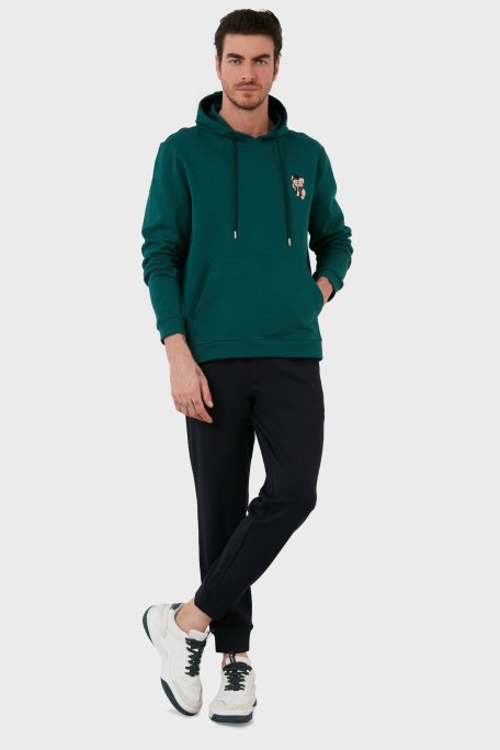 Exxe Pamuklu Kanguru Cepli Kapüşonlu Erkek Sweat 6141006 PETROL - Exxe (1)