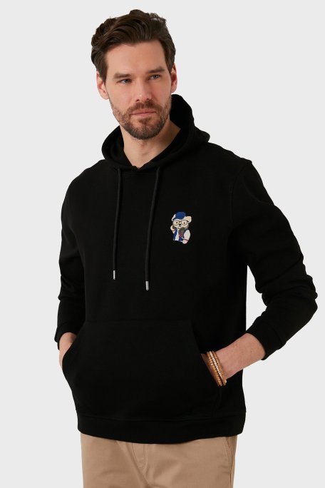 Exxe Pamuklu Kanguru Cepli Kapüşonlu Erkek Sweat 6141006 SİYAH - Exxe