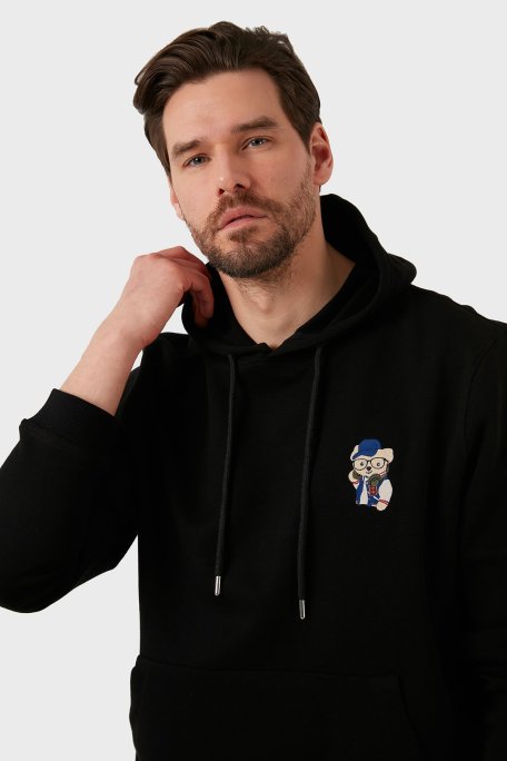 Exxe Pamuklu Kanguru Cepli Kapüşonlu Erkek Sweat 6141006 SİYAH - Exxe (1)