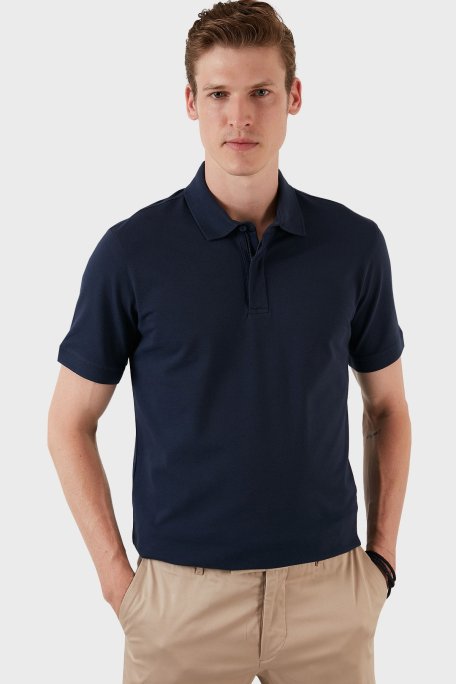 Exxe Pamuklu Regular Fit Düğme ve Fermuarlı T Shirt Erkek Polo EX601 İNDİGO - Exxe