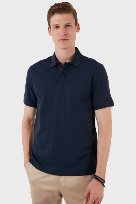 Exxe Pamuklu Regular Fit Düğme ve Fermuarlı T Shirt Erkek Polo EX601 İNDİGO - Exxe (1)