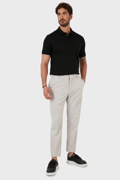 Exxe Pamuklu Regular Fit Düğme ve Fermuarlı T Shirt Erkek Polo EX601 SİYAH - Exxe (1)