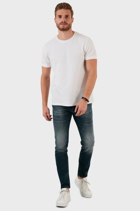 Exxe Pamuklu Yırtık Detaylı Normal Bel Slim Fit Jeans Erkek Kot Pantolon 629DSK004 LACİVERT - Exxe