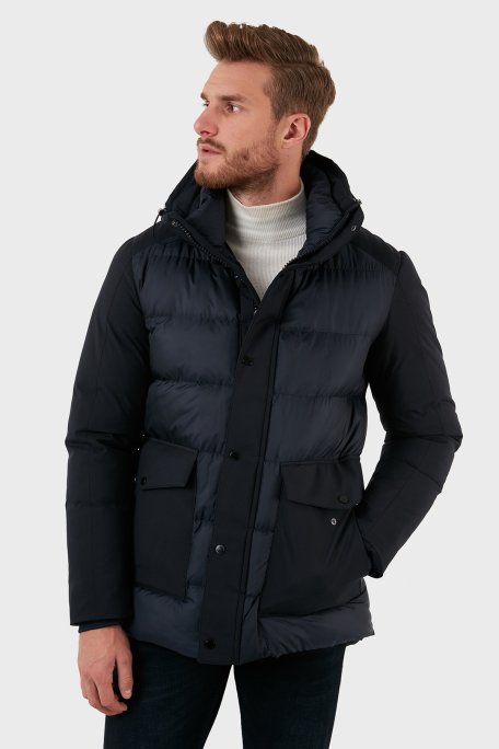 Exxe Su Geçirmez Fermuarlı Kapüşonlu Erkek Kaban EXK225510 LACİVERT - Exxe (1)