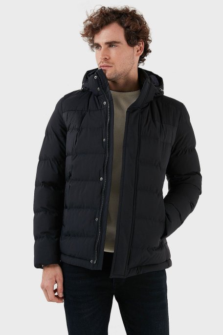 Exxe Suya Dayanıklı Kapüşonlu Regular Fit Erkek Mont EXK225313 LACİVERT - Exxe