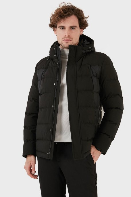 Exxe Suya Dayanıklı Kapüşonlu Regular Fit Erkek Mont EXK225313 SİYAH - Exxe