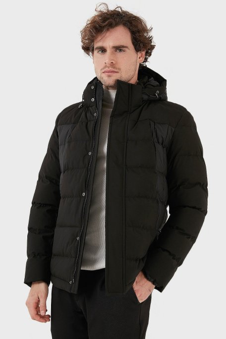 Exxe Suya Dayanıklı Kapüşonlu Regular Fit Erkek Mont EXK225313 SİYAH - Exxe (1)