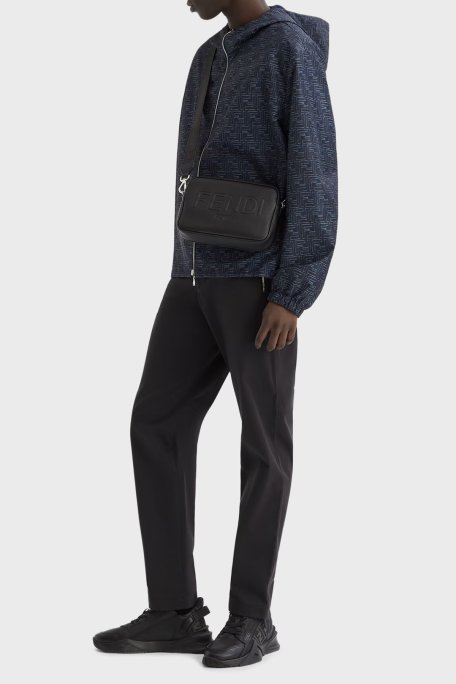 Fendi Hakiki Deri Logolu Bağcık ve Fermuarlı Sneaker Erkek Ayakkabı 7E1392 AJZH F1DV5 SİYAH - Fendi (1)