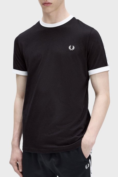 Fred Perry % 100 Pamuk Logo Baskılı Regular Fit Bisiklet Yaka Erkek T Shirt M4620 102 SİYAH - Fred Perry (1)