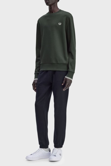 Fred Perry % 100 Pamuk Regular Fit Bisiklet Yaka Logolu Erkek Sweat M7535 T50 YEŞİL - Fred Perry (1)