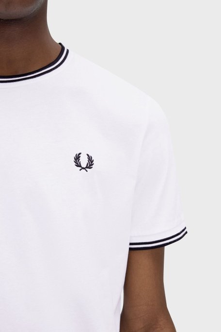 Fred Perry % 100 Pamuk Regular Fit Şerit Detaylı Sıfır Yaka Erkek T Shirt M1588 100 BEYAZ - Fred Perry (1)