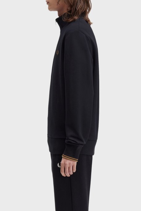 Fred Perry % 100 Pamuk Regular Fit Yarım Fermuarlı Dik Yaka Erkek Sweat M3574 S77 SİYAH - Fred Perry (1)