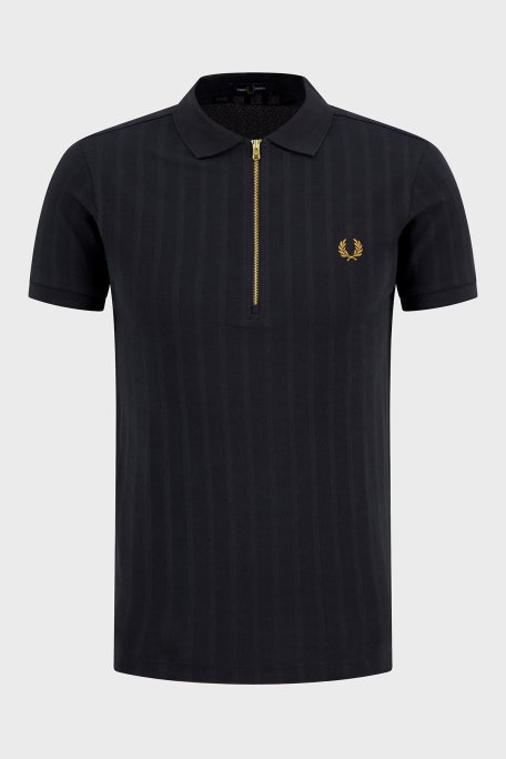 Fred Perry % 100 Pamuk Regular Fit Yarım Fermuarlı Polo Erkek T Shirt M2382 102 SİYAH - Fred Perry
