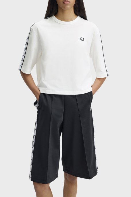 Fred Perry Bant Detaylı % 100 Pamuk Bisiklet Yaka Bayan T Shirt G2160 129 BEYAZ - Fred Perry (1)