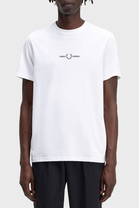 Fred Perry Logo Nakışlı % 100 Pamuk Regular Fit Bisiklet Yaka Erkek T Shirt M4580 100 BEYAZ - Fred Perry