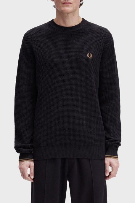 Fred Perry Logolu % 100 Pamuk Regular Fit Bisiklet Yaka Erkek Sweat K6507 102 SİYAH - Fred Perry