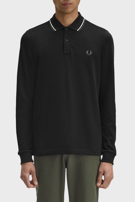 Fred Perry Logolu % 100 Pamuk Regular Fit Düğmeli Erkek Polo Yaka Sweat M3636 W54 SİYAH - Fred Perry