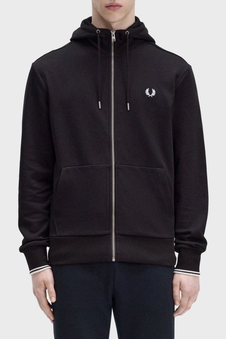Fred Perry Logolu % 100 Pamuk Regular Fit Kapüşonlu Erkek Sweat J7536 198 SİYAH - Fred Perry