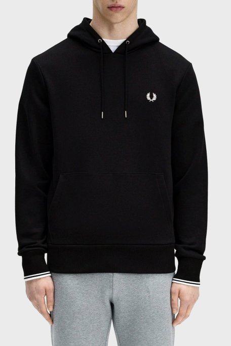 Fred Perry Logolu % 100 Pamuk Regular Fit Kapüşonlu Erkek Sweat M2643 102 SİYAH - Fred Perry