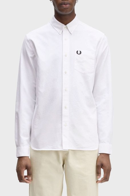Fred Perry Logolu % 100 Pamuk Regular Fit Tek Cepli Düğmeli Yaka Erkek Gömlek M5516 100 BEYAZ - Fred Perry