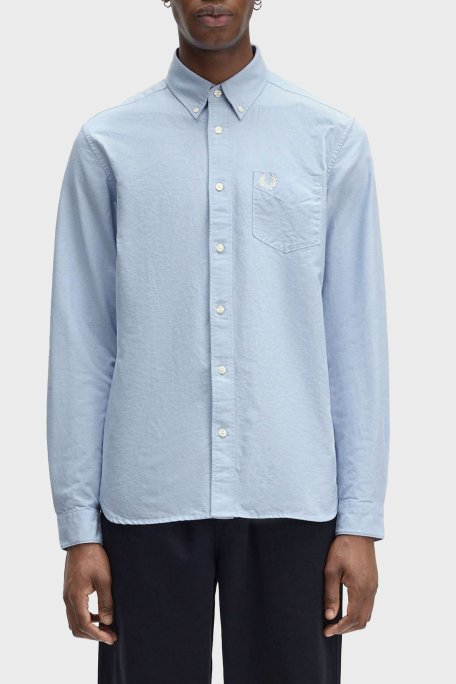 Fred Perry Logolu % 100 Pamuk Regular Fit Tek Cepli Düğmeli Yaka Erkek Gömlek M5516 146 AÇIK MAVİ - Fred Perry