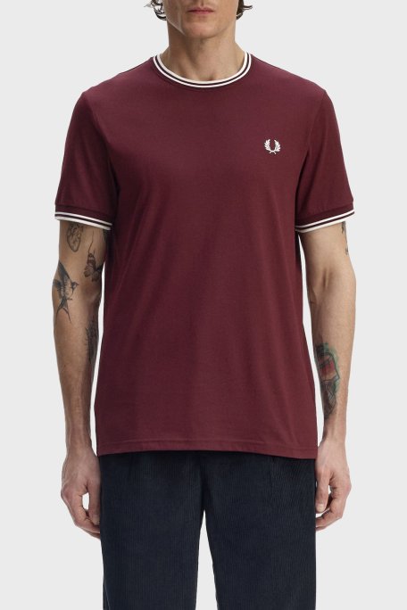 Fred Perry Logolu Pamuklu Regular Fit Bisiklet Yaka Erkek T Shirt M1588V 64A BORDO - Fred Perry