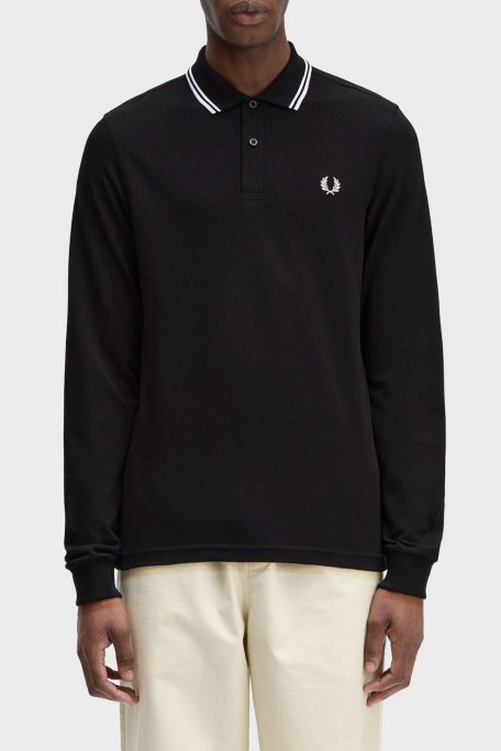 Fred Perry Logolu Pamuklu Regular Fit Düğmeli Erkek Polo Yaka Sweat M3636 350 SİYAH - Fred Perry