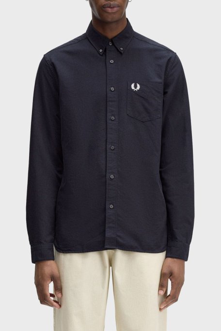 Fred Perry Logolu Pamuklu Regular Fit Düğmeli Yaka Erkek Gömlek M5516 608 LACİVERT - Fred Perry
