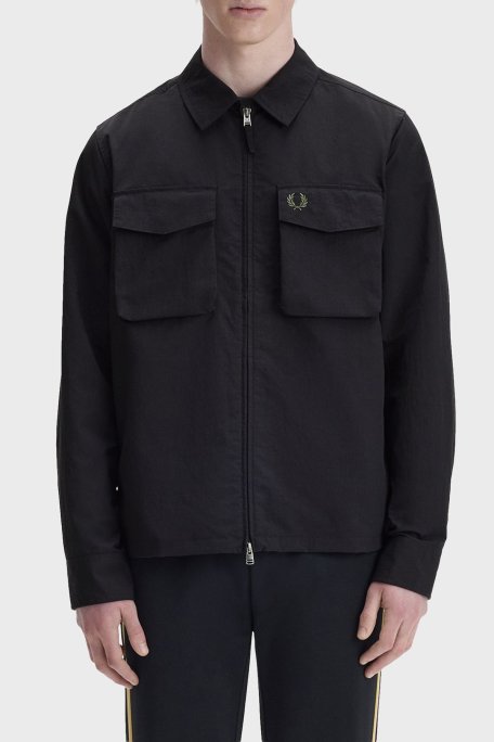 Fred Perry Logolu Regular Fit Klasik Yaka Fermuarlı Erkek Gömlek M2402 102 SİYAH - Fred Perry