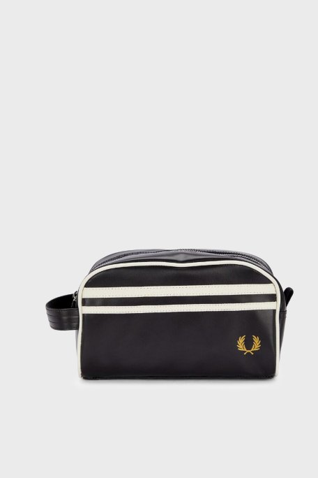 Fred Perry Logolu Tek Saplı Unisex Çanta L8298 D57 SİYAH-EKRU - Fred Perry