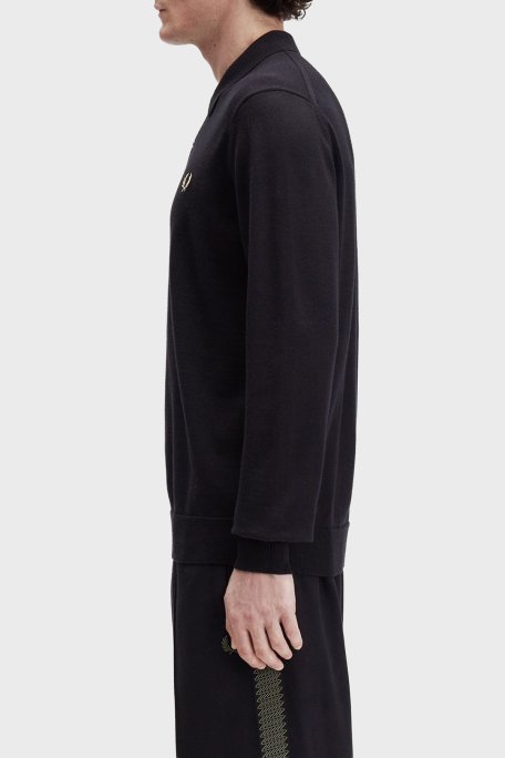 Fred Perry Logolu Yün Karışımlı Regular Fit Düğmeli Erkek Polo Yaka Kazak K4535 220 SİYAH - Fred Perry (1)