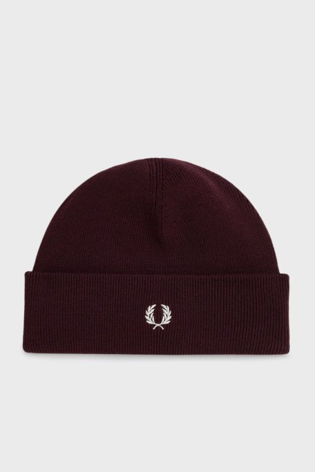 Fred Perry Logolu Yün ve Pamuk Karışımlı Unisex Bere C8161 K22 BORDO - Fred Perry