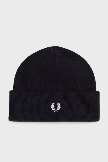 Fred Perry Logolu Yün ve Pamuk Karışımlı Unisex Bere C8161 T05 LACİVERT - Fred Perry (1)