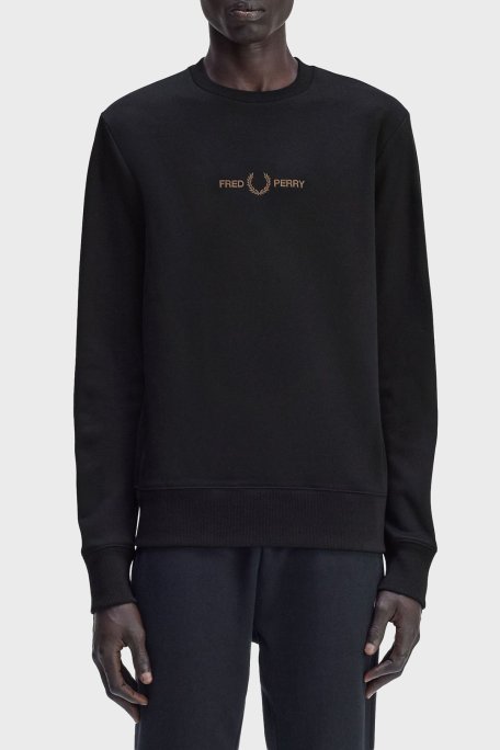 Fred Perry Pamuklu Regular Fit Bisiklet Yaka Logolu Erkek Sweat M4727 S77 SİYAH - Fred Perry
