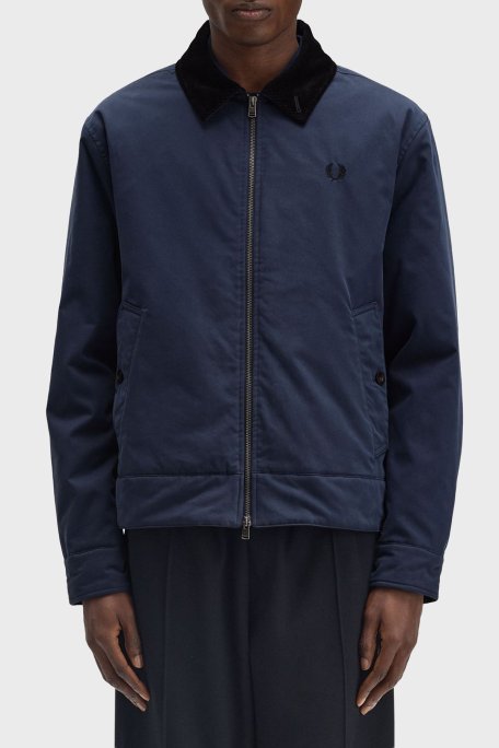 Fred Perry Pamuklu Regular Fit Kadife Yaka Logolu Erkek Mont J8535 738 KOYU MAVİ - Fred Perry