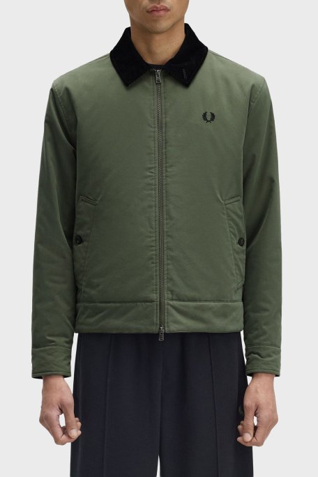 Fred Perry Pamuklu Regular Fit Kadife Yaka Logolu Erkek Mont J8535 W19 YEŞİL - Fred Perry